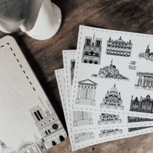 Planche de 10 stickers illustration de patrimoine carnet de voyage bullet journal